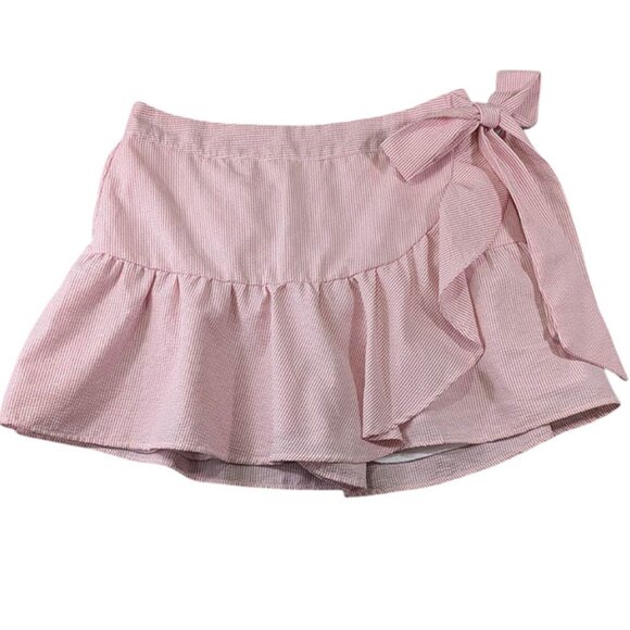 Blue Rain Francescas Mini Skirt Romper Womens Sm Pink Seersucker Pinstripe New - Picture 1 of 10